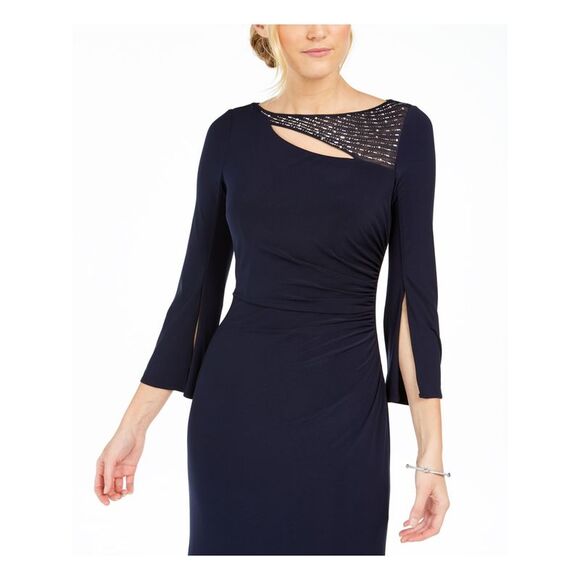 VINCE CAMUTO Womens Bell Sleeve Boat Neck Full-Length Evening Sheath Dress - Picture 3 of 4